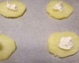 A picture of step 3 of Aubergine and potato stack with garlic and herb cheese.