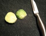 A picture of step 2 of Sauteed Brussels Sprouts.
