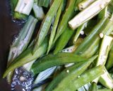 A picture of step 3 of Achari Bhindi.