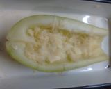 Foto del paso 6 de la receta: Zucchini relleno de carne, aceitunas negras y pimientos al gratín