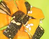 A picture of step 1 of Pumpkin soup with chia seeds toppings, garnished with coriander.