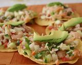 A picture of step 6 of Shrimp and Lobster Ceviche Tostadas.