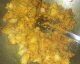 A picture of step 3 of Puri, Aloo Posto, and Halwa.