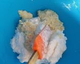 A picture of step 6 of Thandai malpua with rabdi mousse.