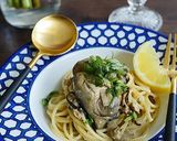 A picture of step 6 of Rich Pasta with Shiso and Oysters in Oil.