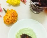 A picture of step 10 of Italian Avocado Semifreddo topped with Desi Beetroot Halwa.