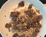 A picture of step 5 of Steak Garlic Noodles.