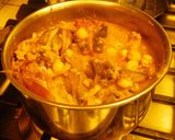 A picture of step 5 of Kabuli Chana Eggplant Masala Curry.