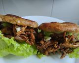 Foto del paso 13 de la receta: Arepas🥯de plátano🫓macho maduro🍌rellenas🥑de pollo🍗bbq🍅y queso🥯🍯🧀