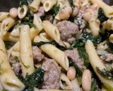 A picture of step 4 of Penne with Spinach,Beans and Sweet Sausage.