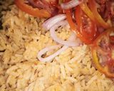 A picture of step 10 of Mbuzi pilau with mango kachumbari.