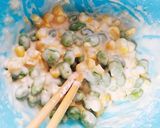 A picture of step 2 of Corn and Edamame Fritters.
