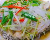 Hình bước làm 3 của món Cá mú hấp hành,gừng,xì dầu và dầu hào