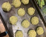A picture of step 7 of Herby falafel - lightly fried then oven baked 🧆.