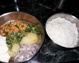 A picture of step 1 of Savoury donuts from leftover rice.