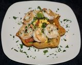 A picture of step 3 of FRIED TORTILLA HATS WITH BLACK BEAN SALAD AND GARLIC SHRIMP, JON STYLE.