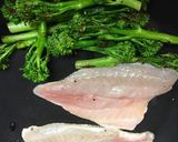 A picture of step 6 of Japanese inspired sea bream on a bed of wasabi adzuki beans 🇯🇵.