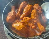 A picture of step 2 of Smokey tandoori chicken drumsticks biryani with mint mango raita.