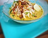 A picture of step 6 of Burmese veg khow suey.