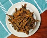 A picture of step 3 of Kurkuri Bhindi.