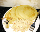 A picture of step 1 of Pancakes with scrambled eggs and sausage.