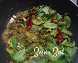 A picture of step 1 of Andhra Gongura Chutney.