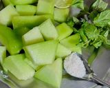 A picture of step 1 of Muskmelon Mint cooler.