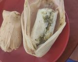 A picture of step 12 of Green Salsa Tamales with Hoja Santa Leaves.