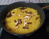 A picture of step 7 of Basanti Pulao.