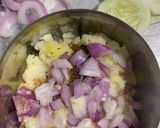 A picture of step 1 of Aloo mayo sandwich.