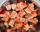A picture of step 2 of Marinated Jackfruit Curry.