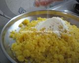 A picture of step 5 of Moong Dal Laddoo without sugar.