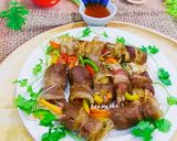 Hình bước làm 5 của món Thịt bò ba chỉ Mỹ cuộn rau củ nướng nồi chiên ko dầu