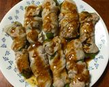 A picture of step 6 of So Fast! So Easy! Green Pepper Wrapped in Pork (Side Dish).