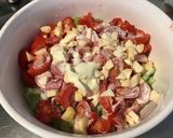 Une image de l'étape 6 de Salade marinée concombres,tomates et pommes à la crème,citron et dulce.