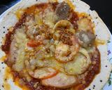 Gambar langkah 5 resipi Pizza quinoa wrap.