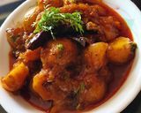 A picture of step 4 of Achari Aloo/potato.