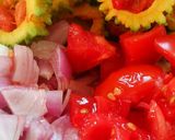 A picture of step 2 of Pandu Kaakarakaaya pulusu (bittergourd curry).
