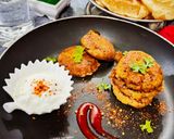 A picture of step 5 of Shami kabab with Paratha.