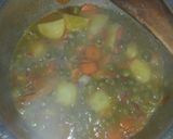 A picture of step 1 of Chapati and peas stew with fried meat plus ovacado.