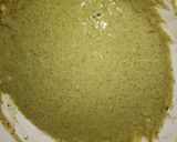 A picture of step 2 of Kuttu pakoda With green chutney.