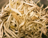 A picture of step 1 of Chicken with Worcestershire Sauce Stir-Fry on Maitake Mushrooms and Bean Sprouts.