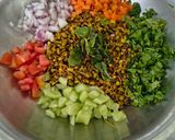 A picture of step 3 of Moong Moth Sprouts Chaat - Protein-Rich Weight Loss Healthy chaat.