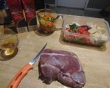 A picture of step 2 of Venison Blade Roast and veggies.