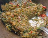 A picture of step 6 of Smoky Brinjal with Spinach (Green Olo Style).