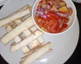 A picture of step 1 of Fried Yam.