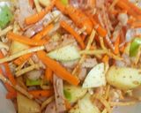 A picture of step 3 of Thai Style Apple Ham Salad with Fish Strings Snack.