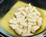 A picture of step 6 of Eggless: 'Italian Potato Gnocchi' or 'Gnocchi di Patate' (Pasta) in the 'Piedmontese' Style.
