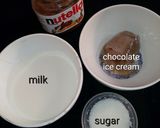 A picture of step 1 of Nutella shake.