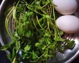 A picture of step 1 of Coriander leaves egg lababdar.